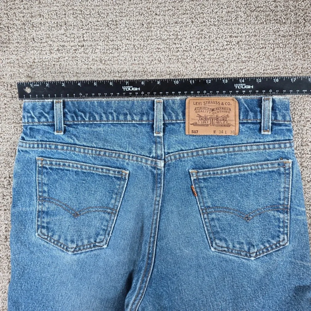 Vintage 90s Levis 517 Orange Tab Bootcut Jeans Mens 34x30 Blue‎ Denim USA Faded